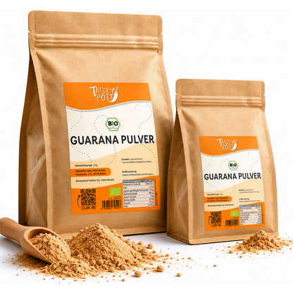 Bio Guarana Pulver in 250g Beutel, koffeinhaltig, von Tasty Pott.
