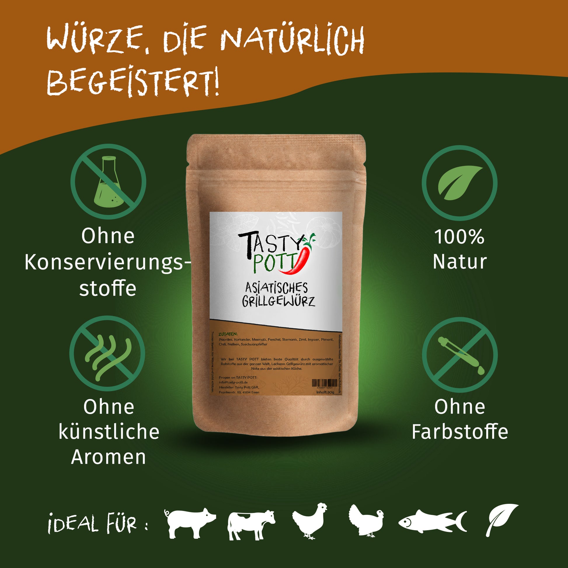 Tasty Pott Asiatisches Grillgewürz 70g Dose — Abbildung 3