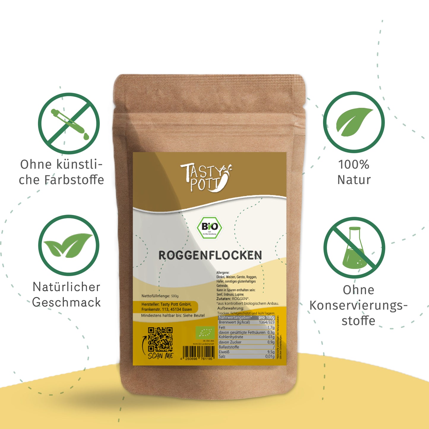 Tasty Pott Bio Roggenflocken - im Beutel — Abbildung 3
