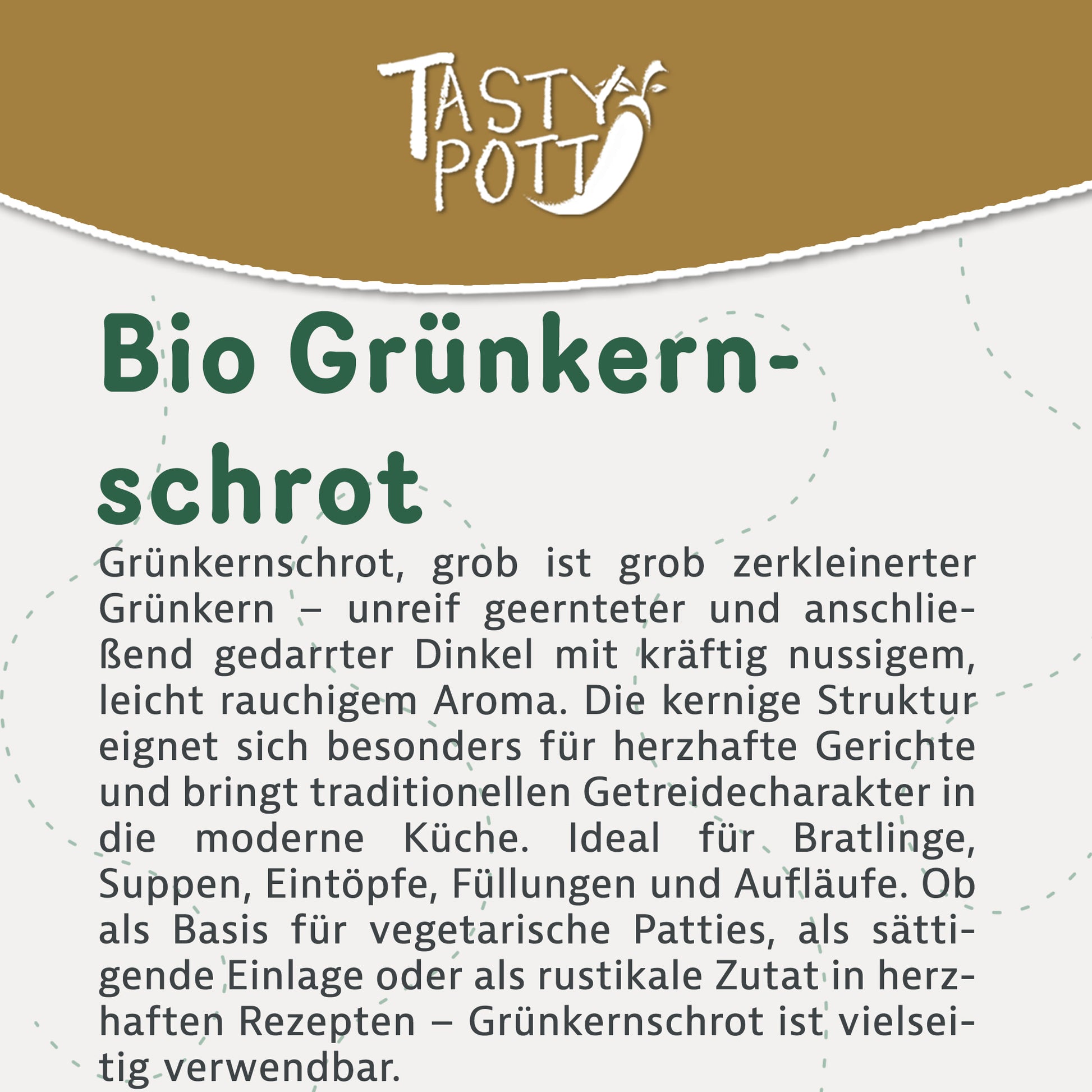 Tasty Pott Bio Grünkernschrot –  im Beutel — Abbildung 2