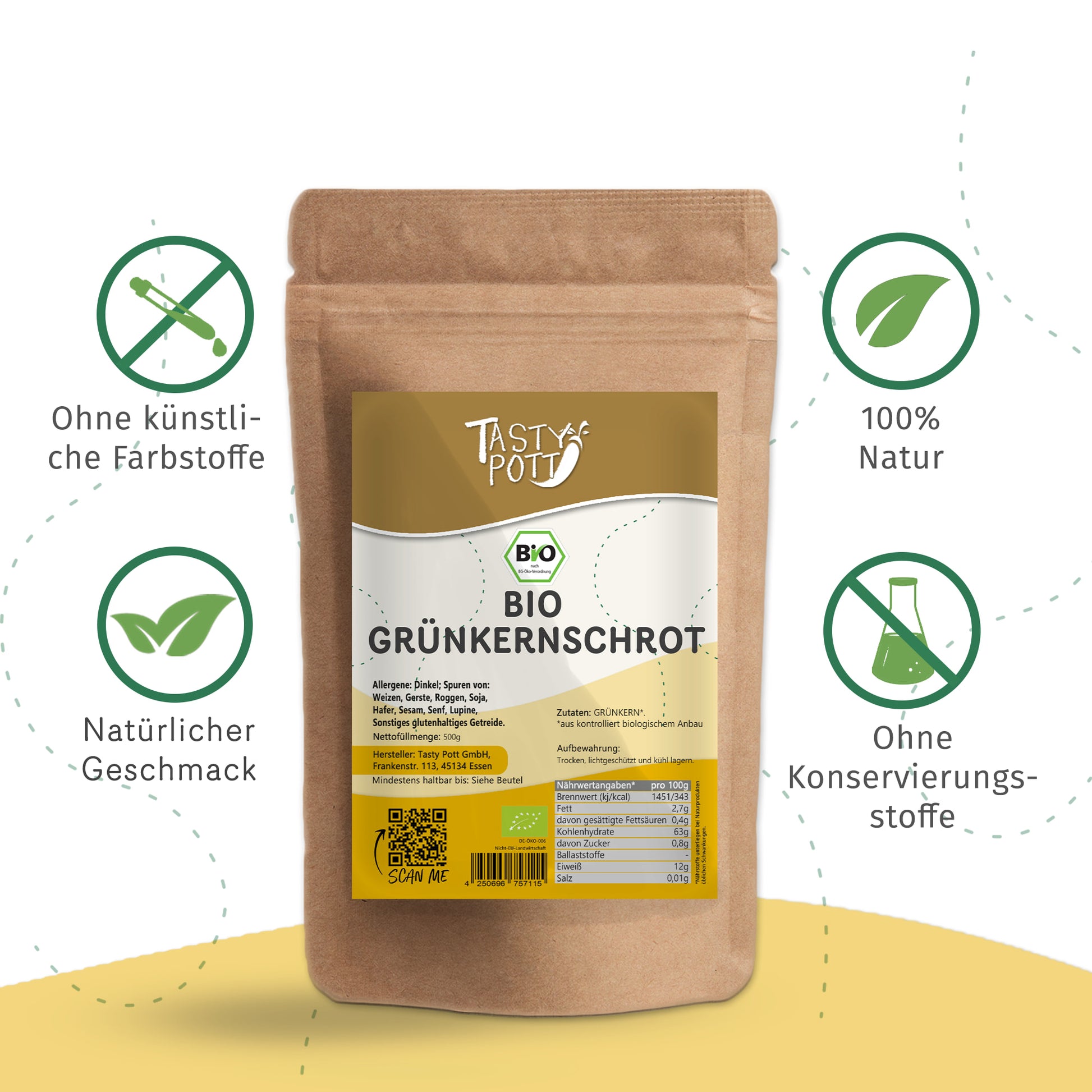 Tasty Pott Bio Grünkernschrot –  im Beutel — Abbildung 3