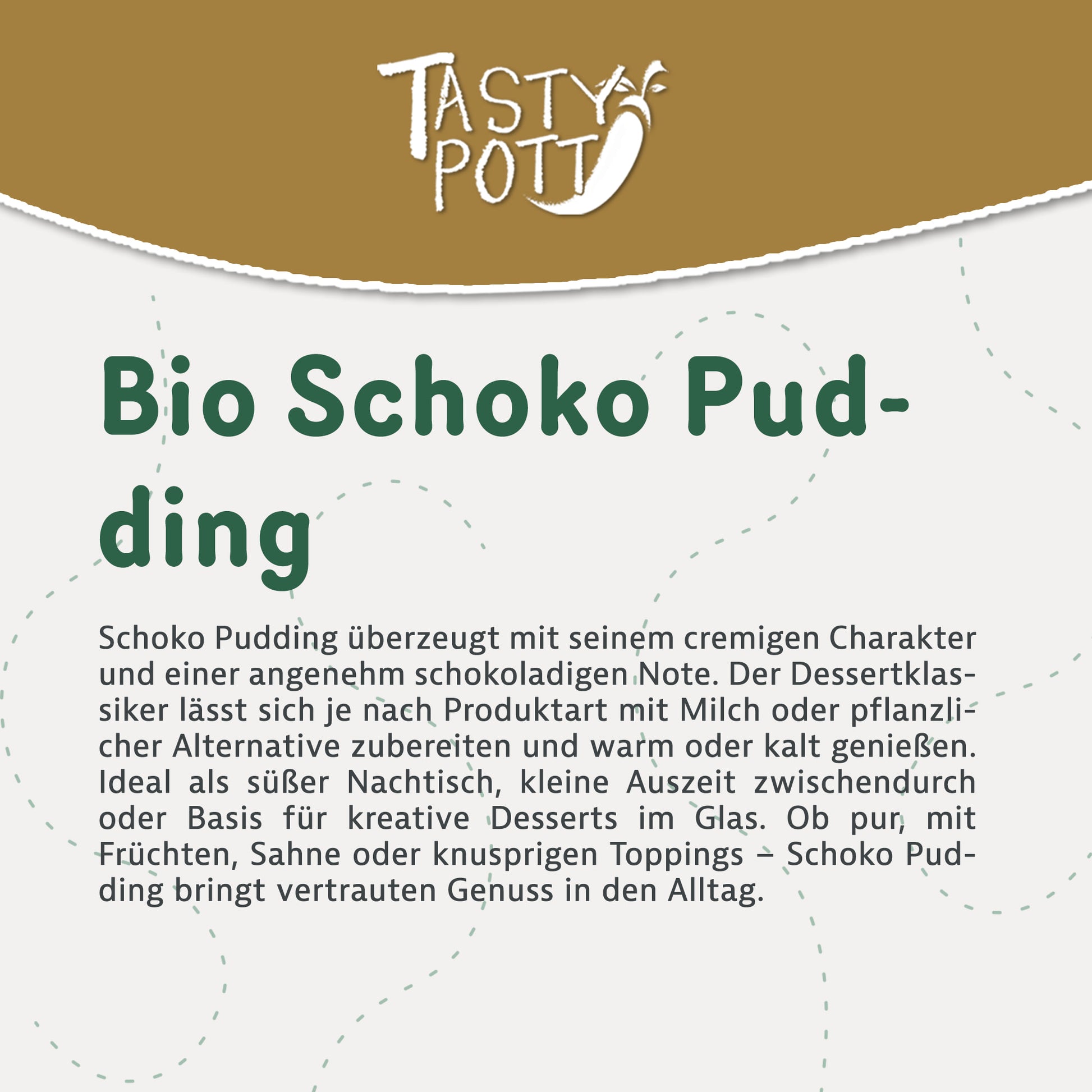 Bio Schoko Pudding Pulver in 100g Packung für cremigen Genuss.