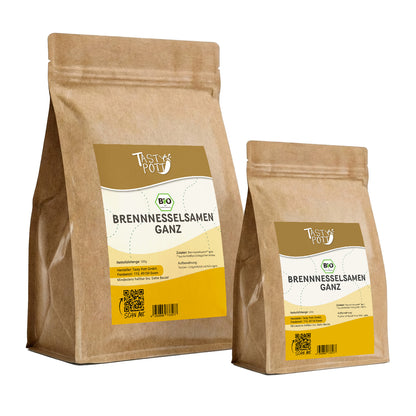 Bio Brennnesselsamen ganz, 300g Beutel von Tasty Pott, natürliche Superfood-Zutat.