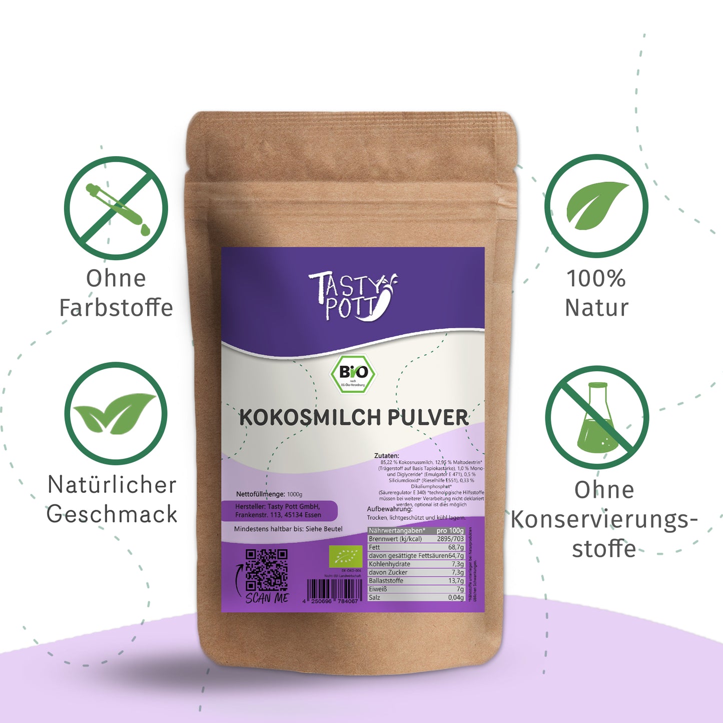 Tasty Pott Bio Kokosmilchpulver - ab 1kg Beutel — Abbildung 3