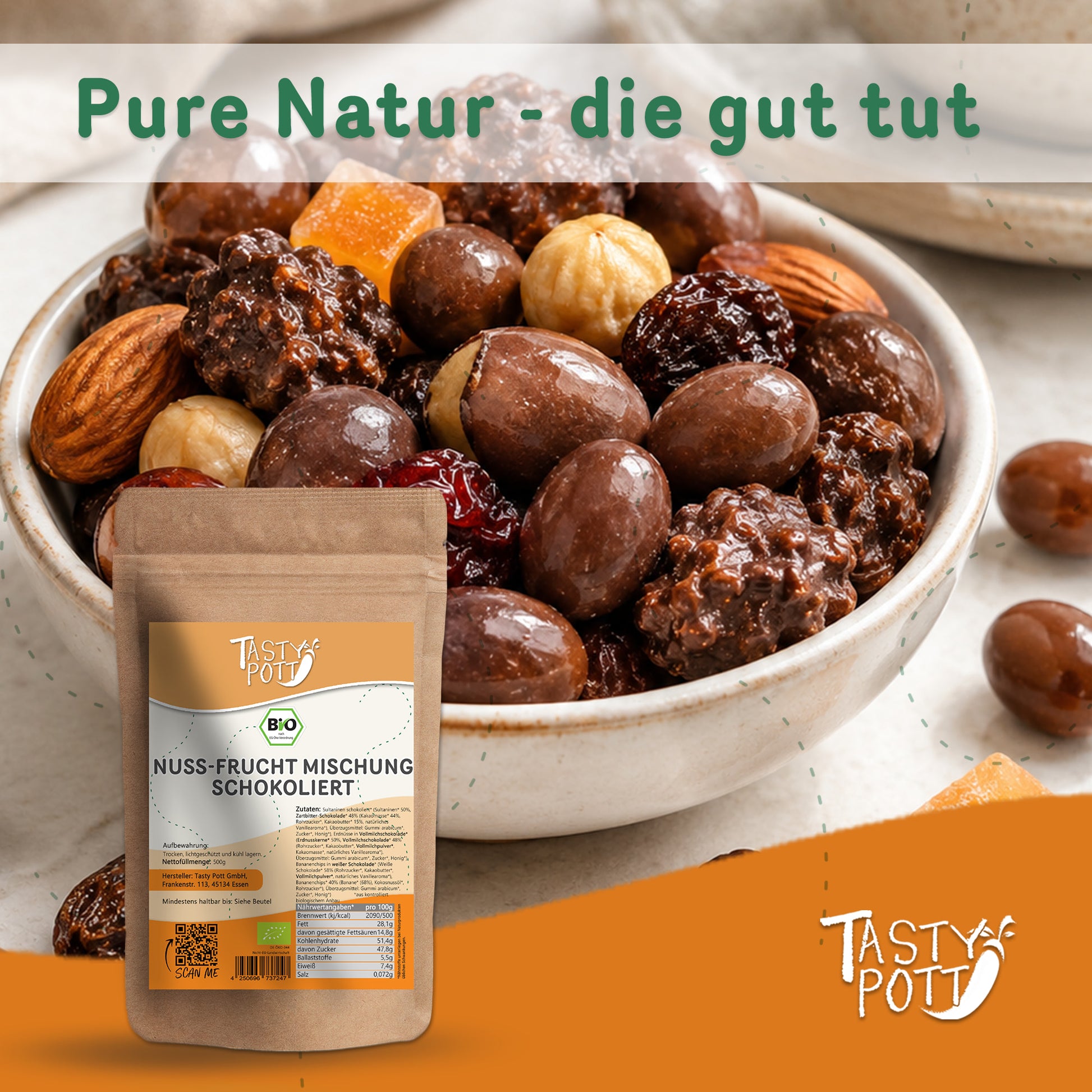 Bio Nuss-Fruchtmischung schokoliert - ab 500g im Beutel von Tasty Pott — Abbildung 5
