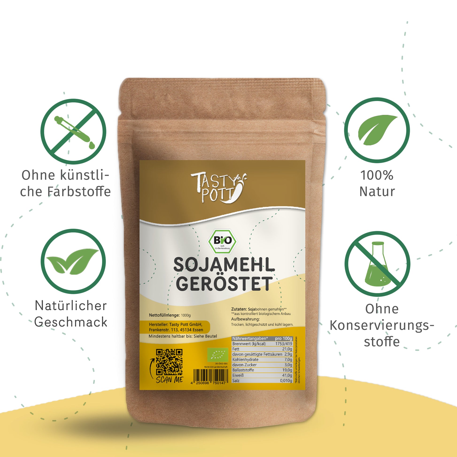 Bio Sojamehl geröstet - 1kg im Beutel von Tasty Pott — Abbildung 3