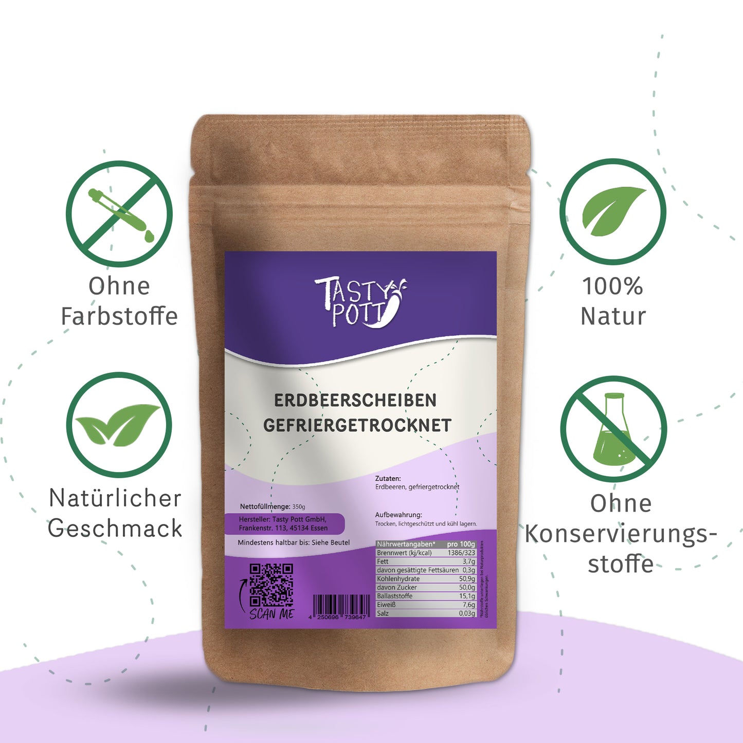 Erdbeerscheiben gefriergetrocknet - ab 350g Beutel von Tasty Pott — Abbildung 3