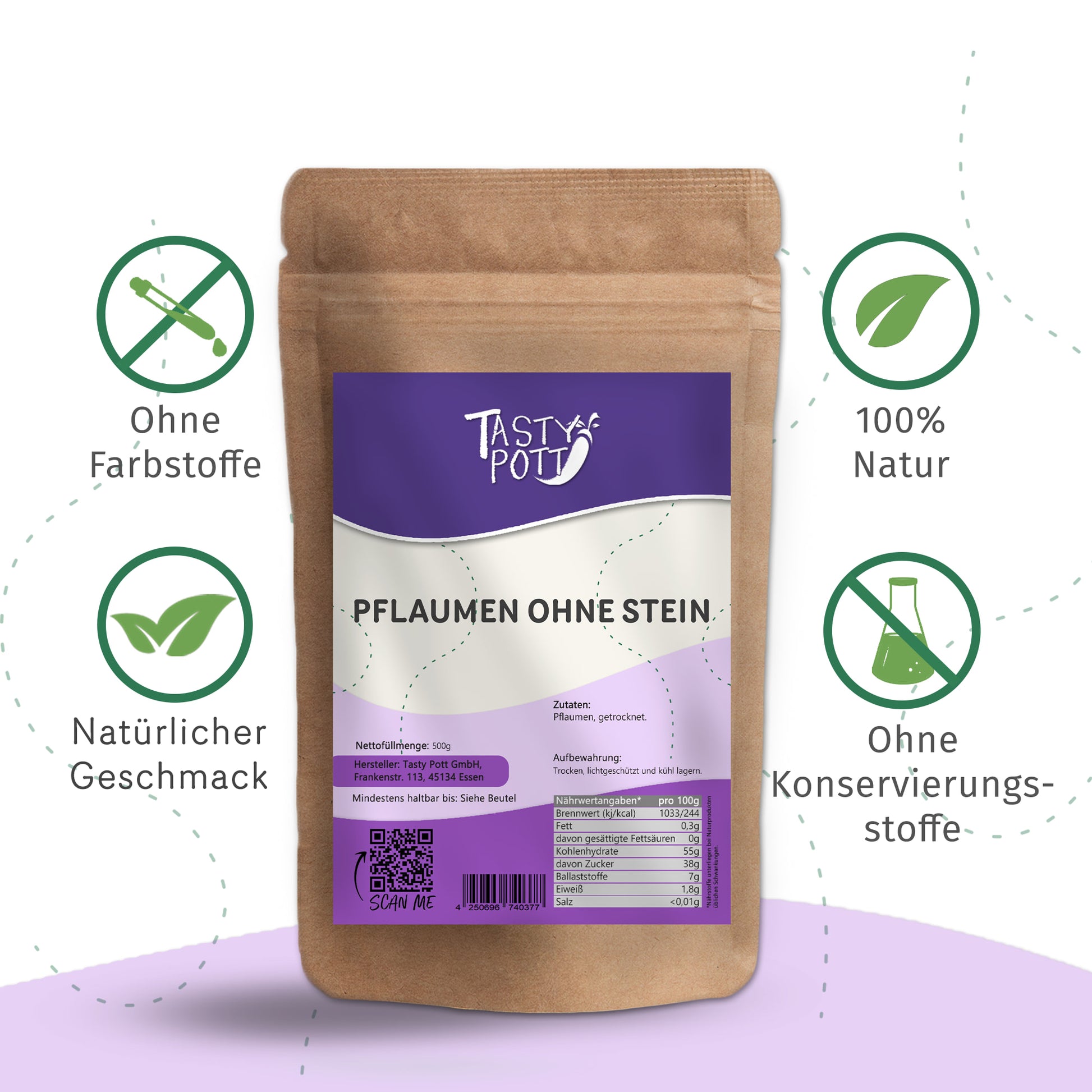 Pflaumen getrocknet, ohne Stein - ab 1kg Beutel von Tasty Pott — Abbildung 3