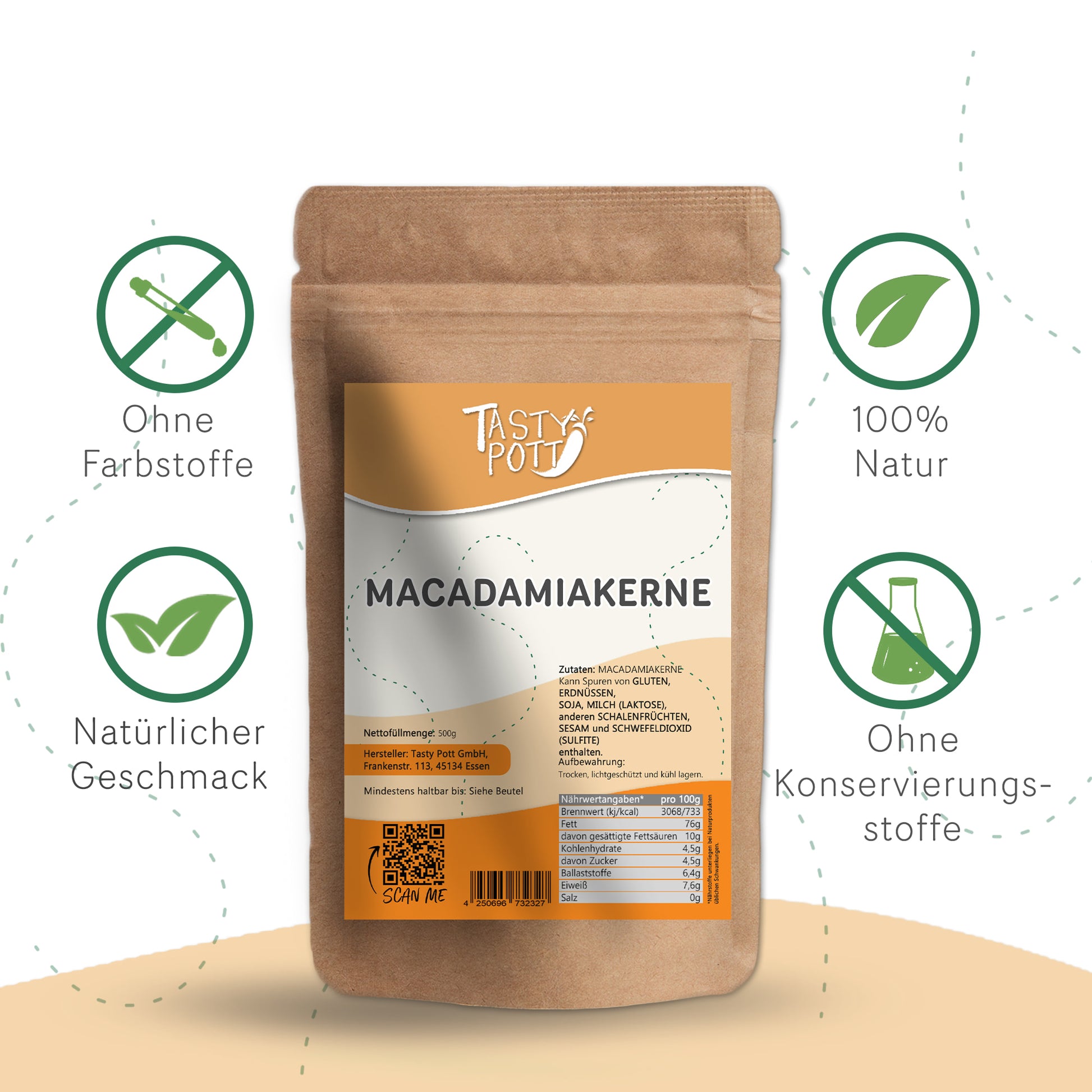Macadamianüsse ab 500g - im Beutel von Tasty Pott — Abbildung 3