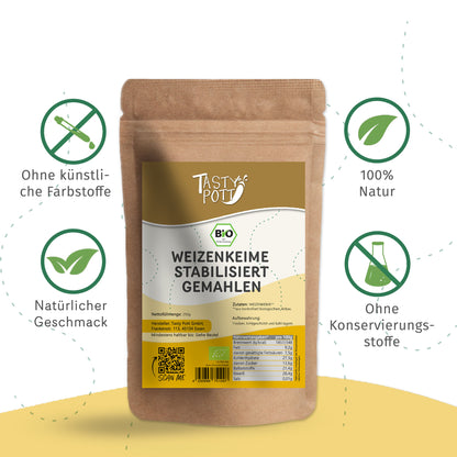 Bio Weizenkeime stabilisiert gemahlen - 1kg Beutel von Tasty Pott — Abbildung 3