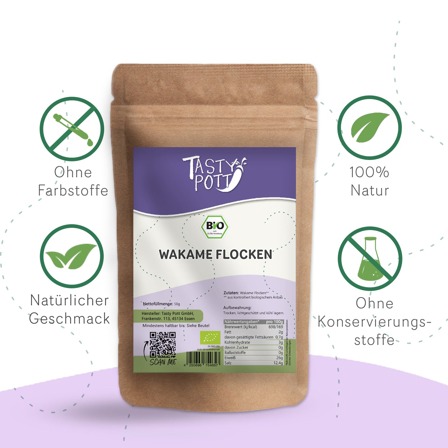 Bio Wakame Flocken feine Algenflocken - 50g von Tasty Pott — Abbildung 3