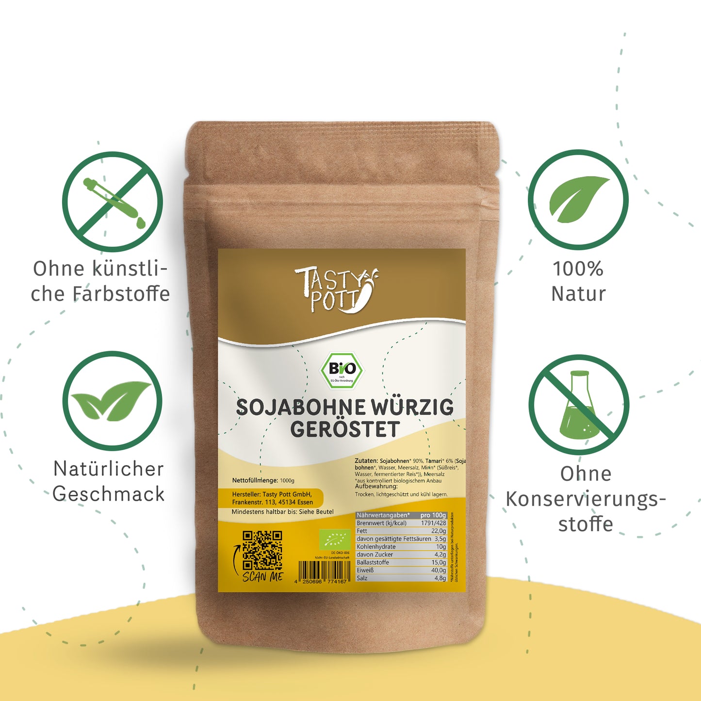 Bio Sojabohnen geröstet und gesalzen - ab 1kg von Tasty Pott — Abbildung 3