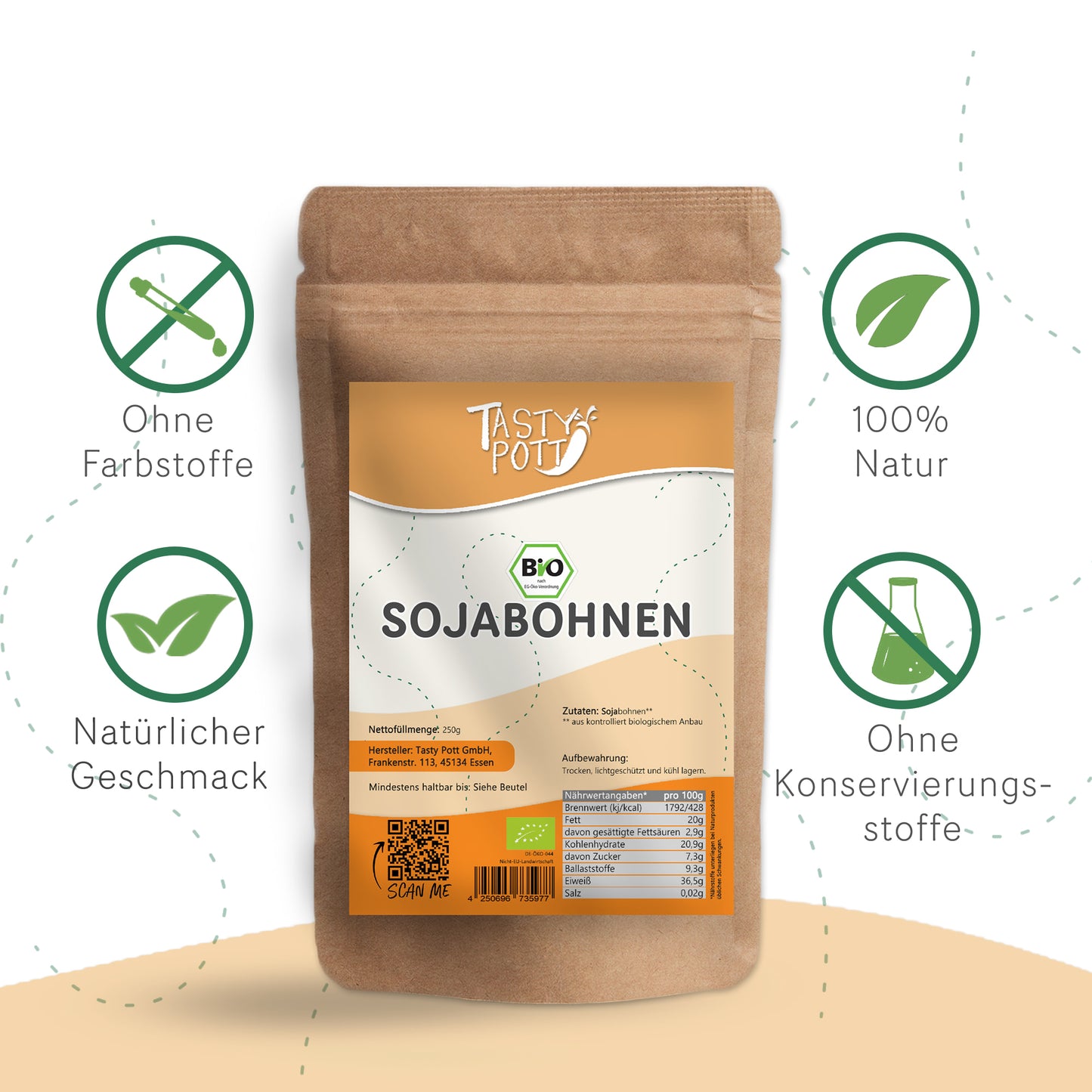 Tasty Pott Bio Sojabohnen ganz - 1kg Beutel — Abbildung 3