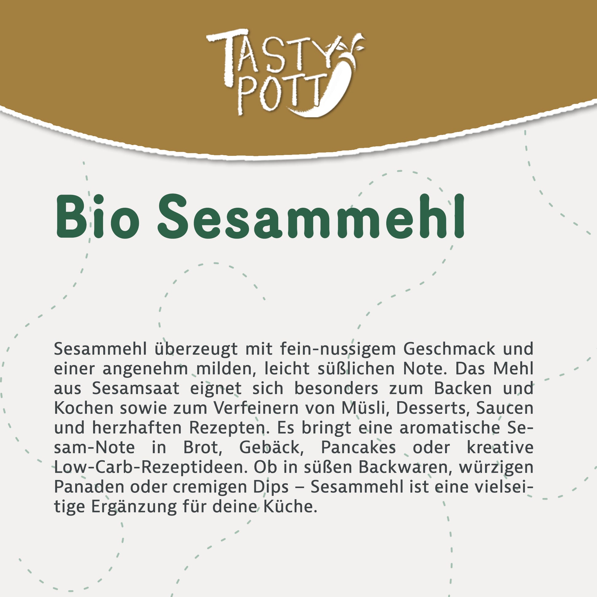 Bio Sesammehl teilentölt - 1kg Beutel von Tasty Pott — Abbildung 2