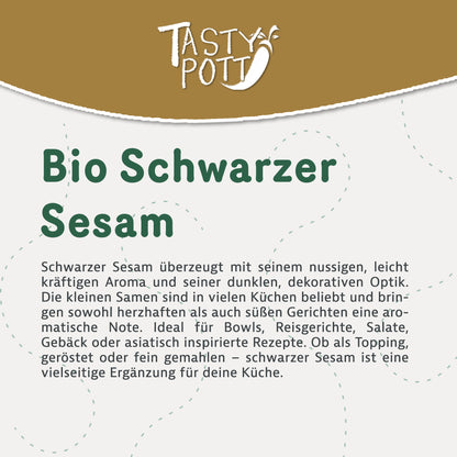 Schwarzer Bio Sesam ungeschält - 1kg Beutel von Tasty Pott — Abbildung 2
