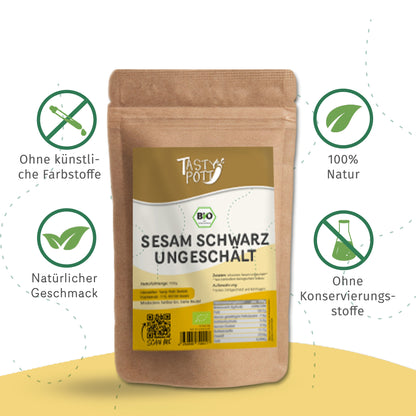Schwarzer Bio Sesam ungeschält - 1kg Beutel von Tasty Pott — Abbildung 3