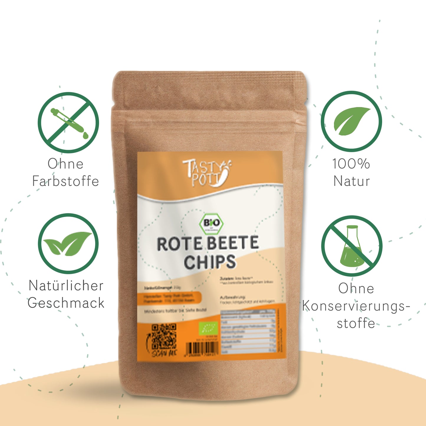 Bio Rote Beete Chips - 200g von Tasty Pott — Abbildung 3