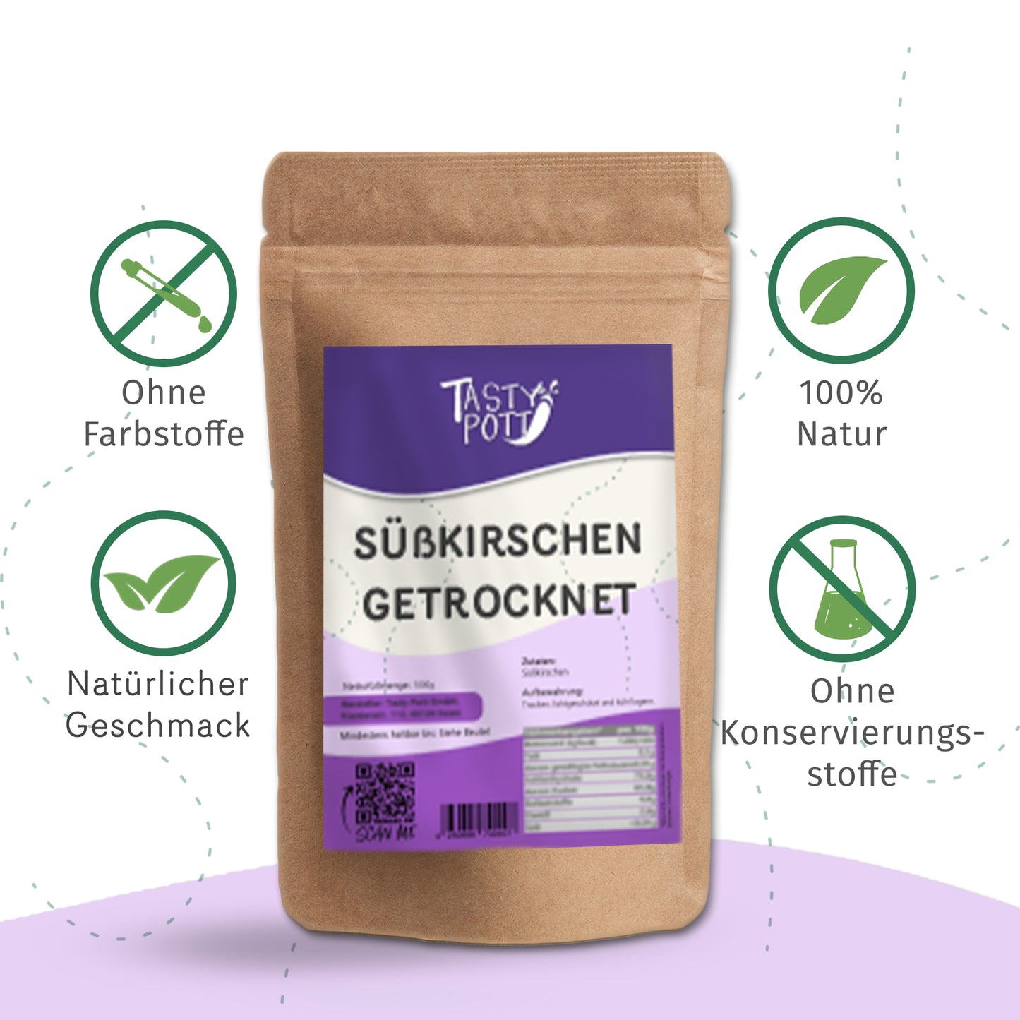 Süßkirschen getrocknet ohne Stein - ab 1kg Beutel von Tasty Pott — Abbildung 3
