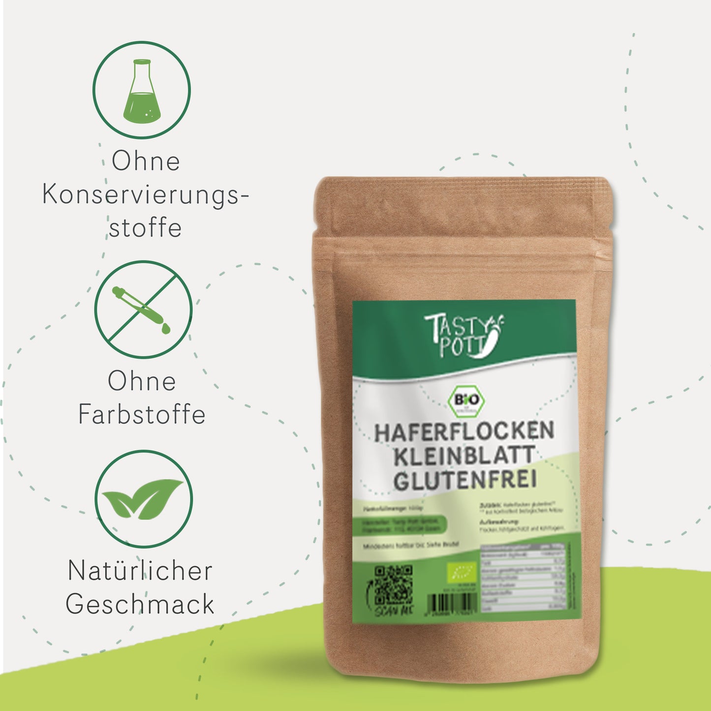 Tasty Pott Bio Haferflocken Kleinblatt - glutenfrei - ab 1kg Beutel — Abbildung 3