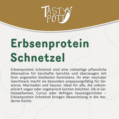 Erbsenprotein Schnetzel 600g Beutel für vegane Gerichte und Saucen.
