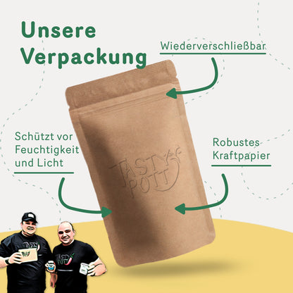 Weißer ungeschälter Sesam 1kg im wiederverwendbaren Kraftpapierbeutel.