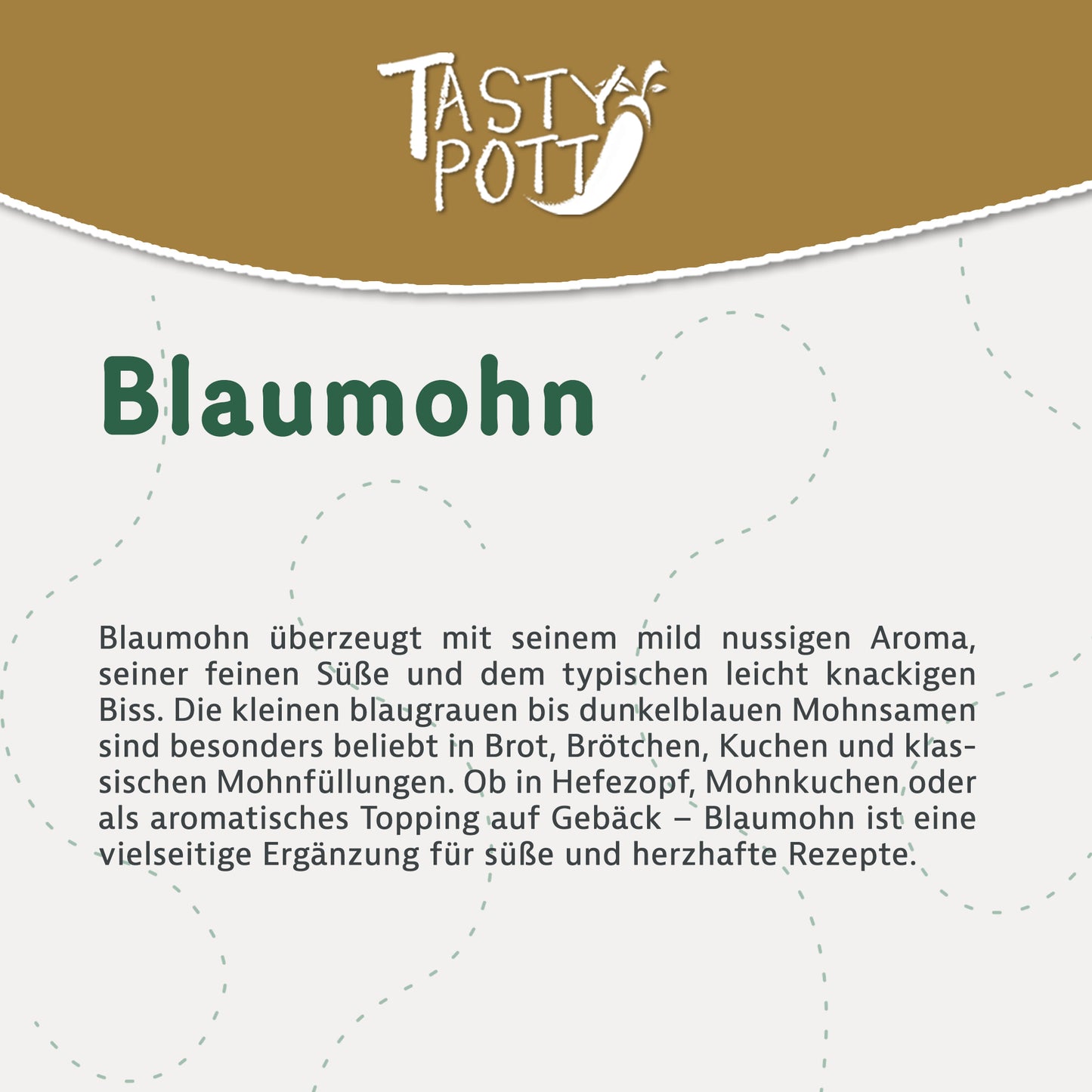 Hochwertige Blaumohnsaat von Tasty Pott, 1 kg, für Backwaren und Rezepte.