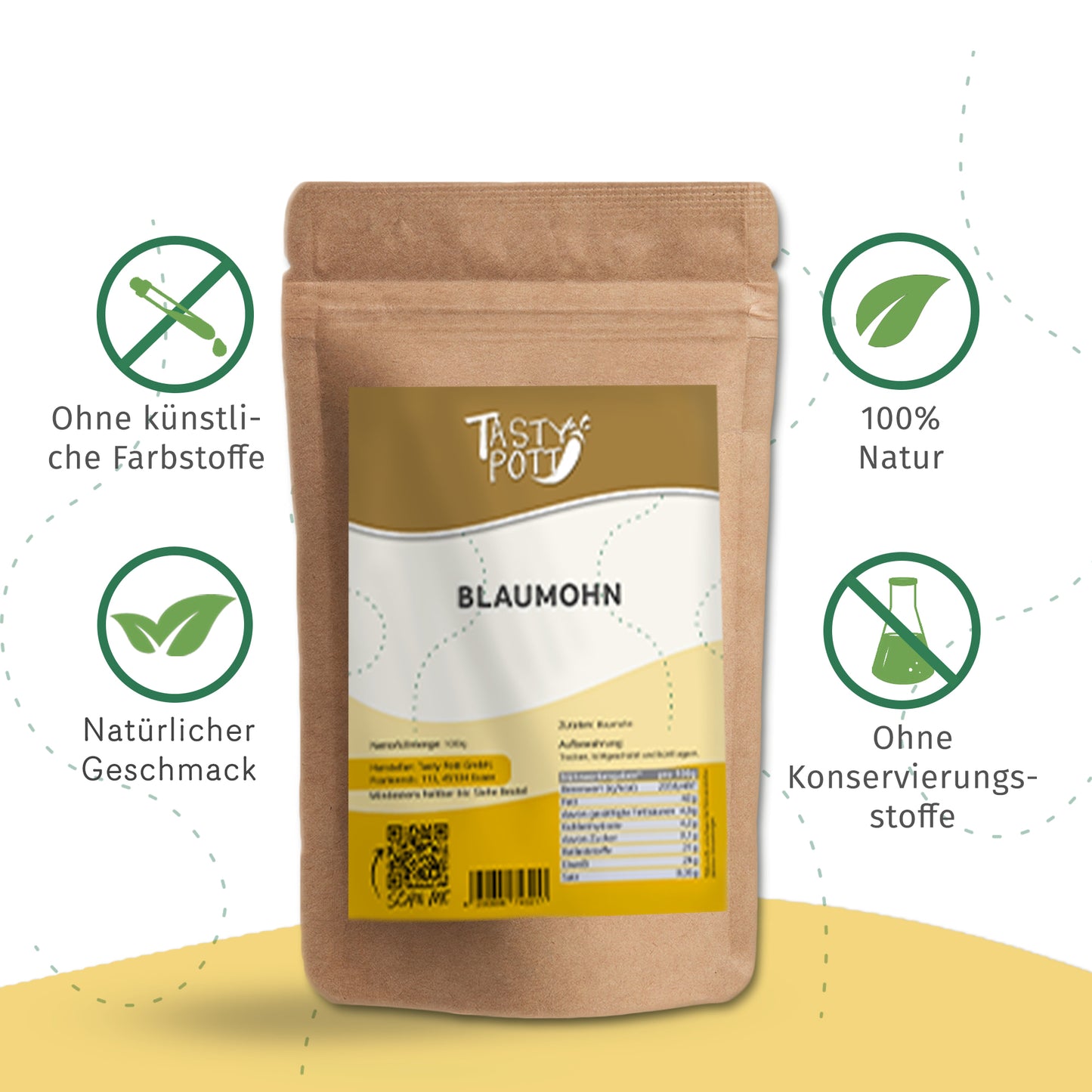 Hochwertige Blaumohnsaat 1kg, 100% natürliche Mohnsamen von Tasty Pott