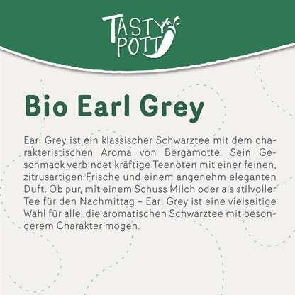 Bio Earl Grey schwarzer Tee im 100g Beutel von Tasty Pott.
