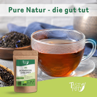 Bio Earl Grey Tee schwarz in 100g Beutel von Tasty Pott.