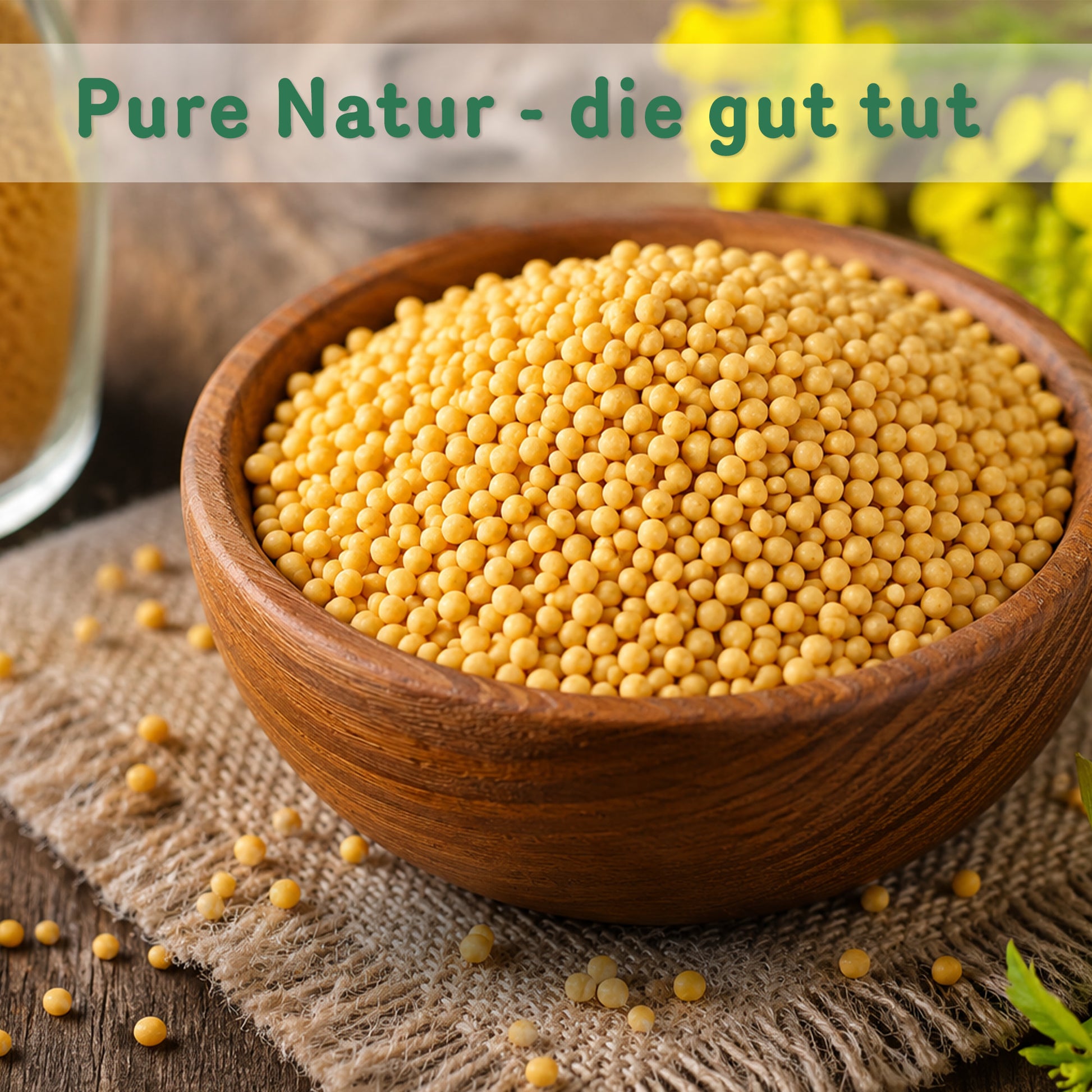 Bio Senfsaat gelb in Holzschale, 1kg von Tasty Pott.