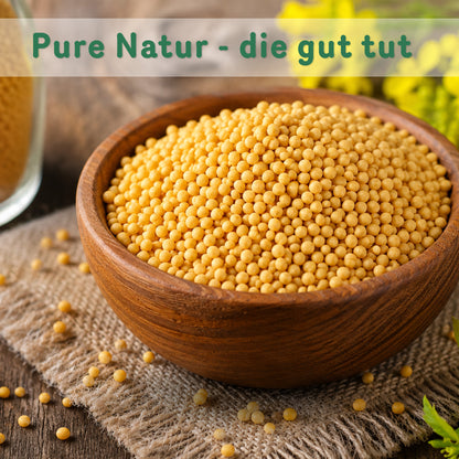 Bio Senfsaat gelb in Holzschale, 1kg von Tasty Pott.