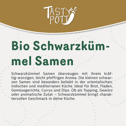 Bio Schwarzkümmelsamen 1kg Beutel, aromatisch und vielseitig für Küche.