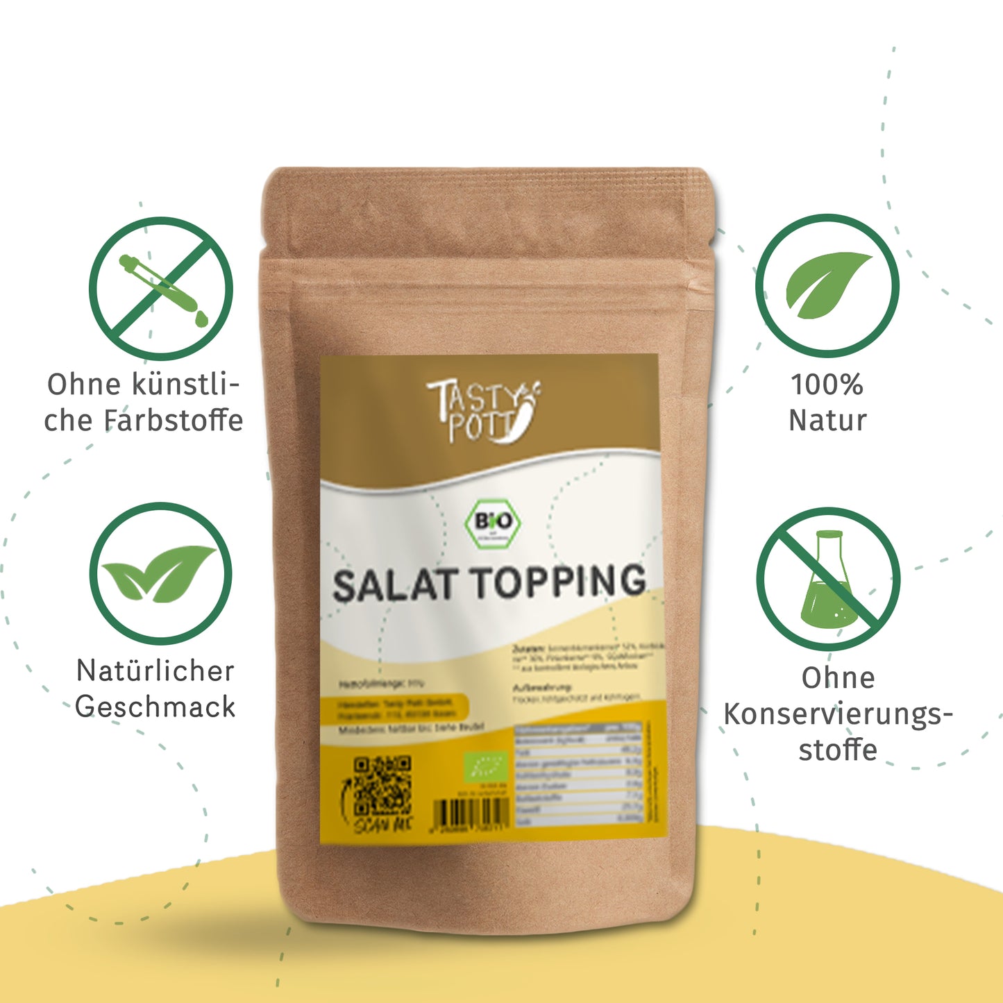 Bio Salat-Topping Körnermischung 500g, 100% natürliche Zutaten, ohne Konservierungsstoffe.