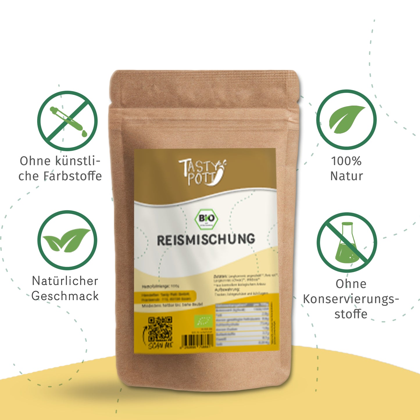 Bio Reismischung 1kg von Tasty Pott, 100% natürliche Zutaten, ohne Konservierungsstoffe.