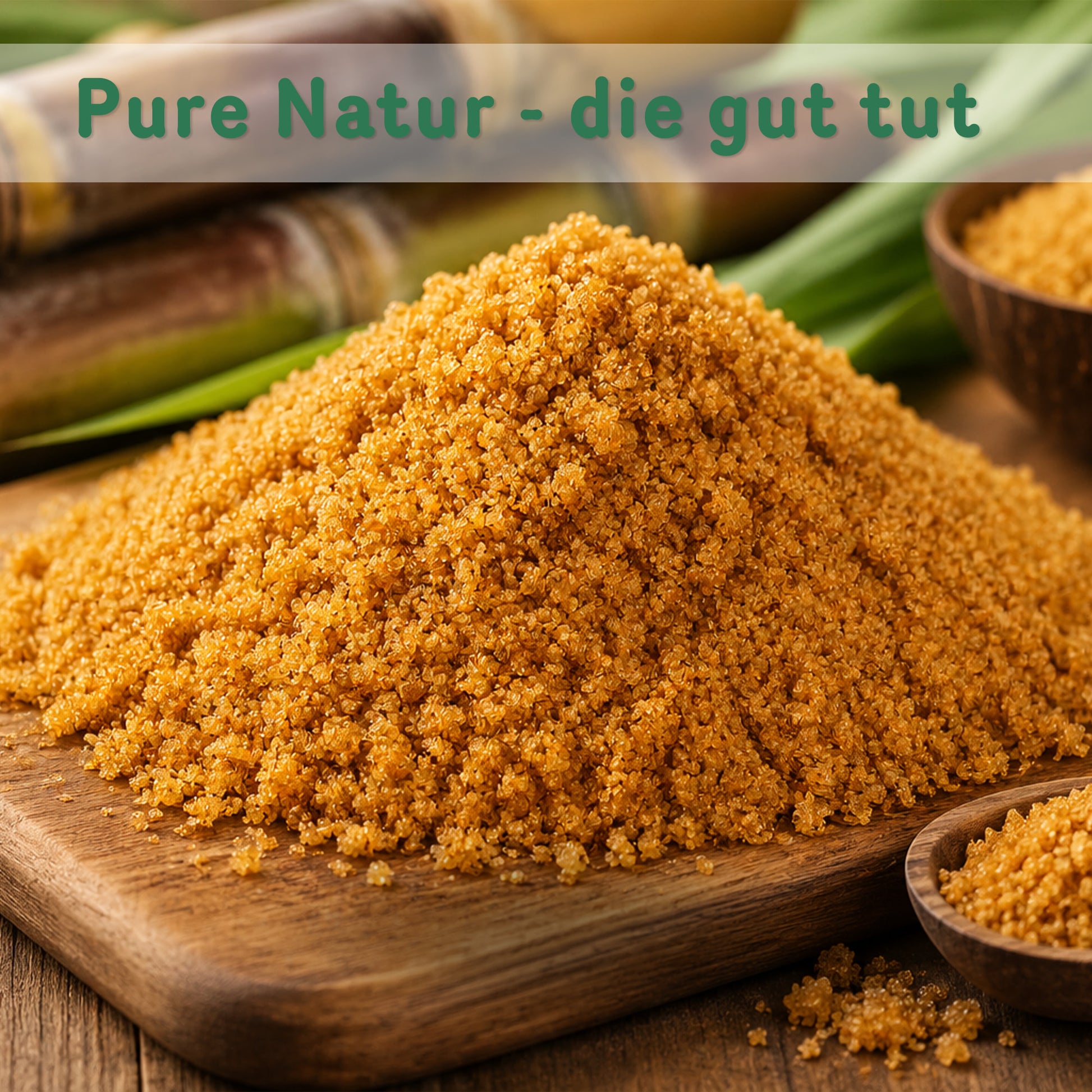 Bio Panela Zucker aus 100% Zuckerrohr, goldbraun, im 1kg Beutel.