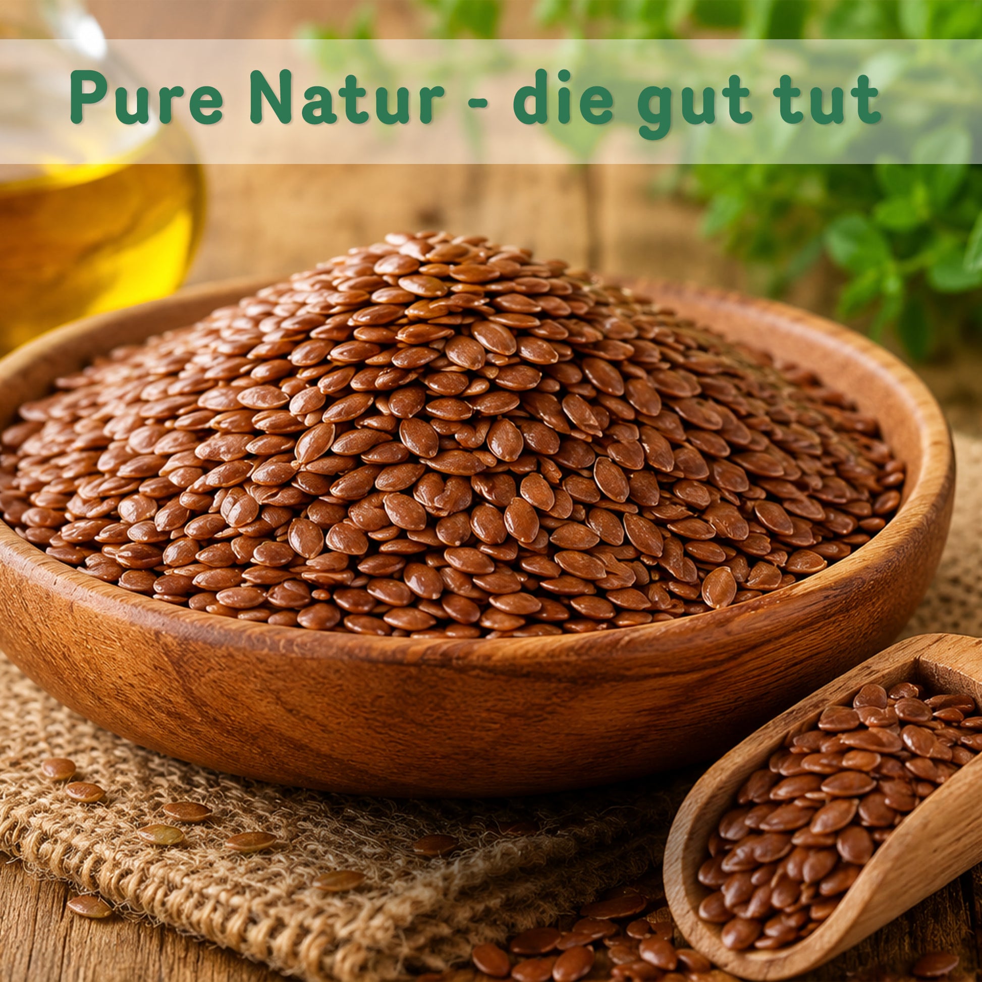 Braune Bio Leinsamen im 1kg Beutel von Tasty Pott, gesund und natürlich.