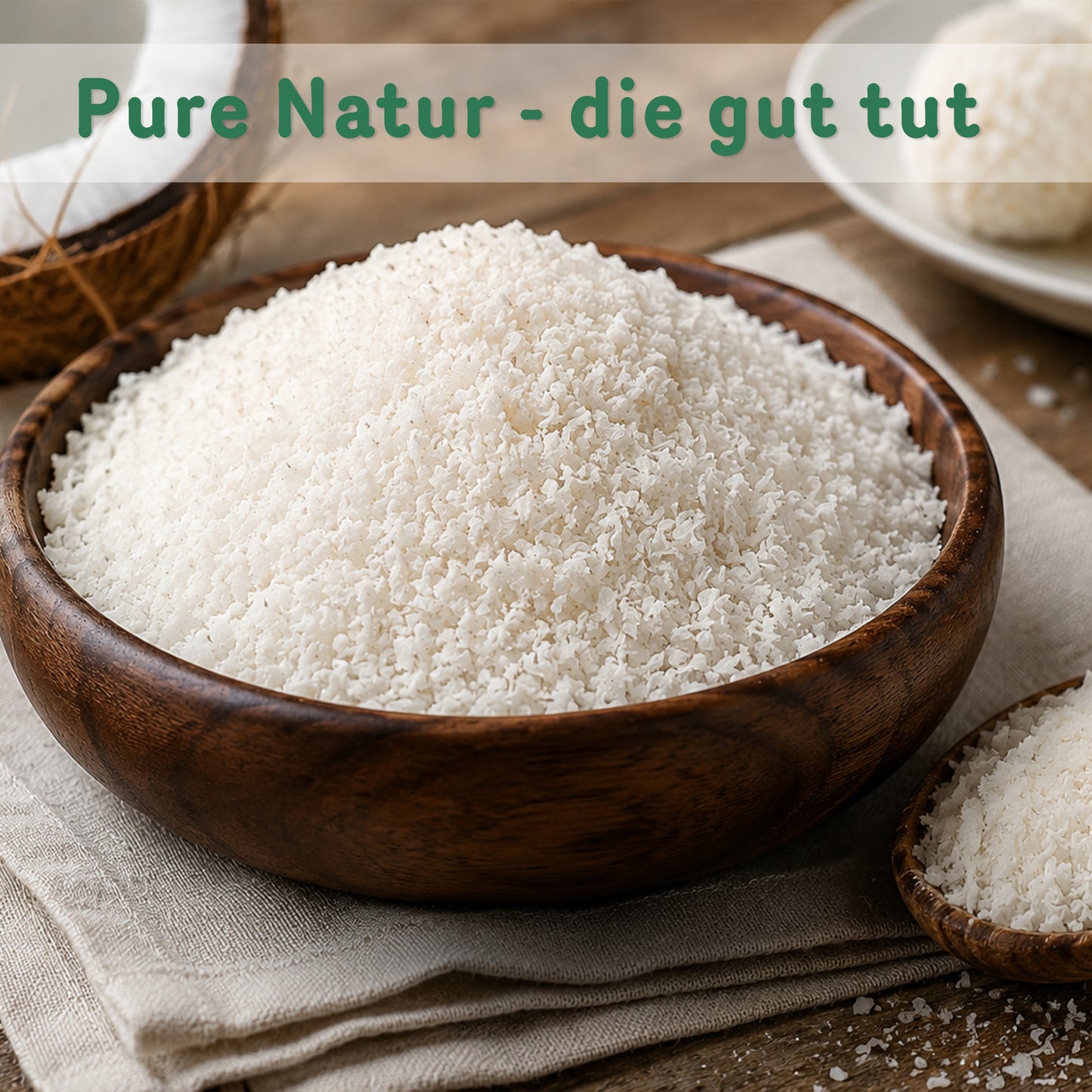 Feine Bio-Kokosraspeln im 1kg Beutel von Tasty Pott.