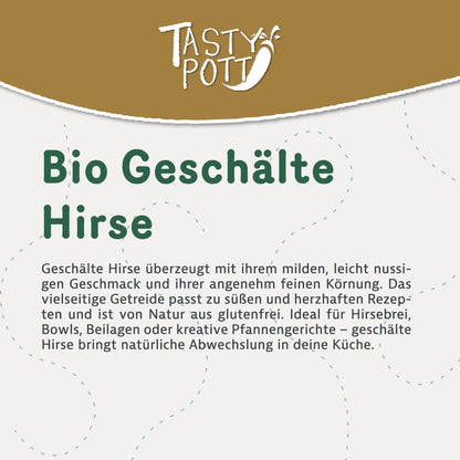 Bio Hirse geschält, 1kg Beutel, glutenfreies Getreide für gesunde Gerichte.