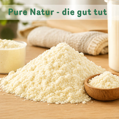 Süßmolkenpulver in 1kg Beutel, feines, helles Pulver für gesunde Ernährung.