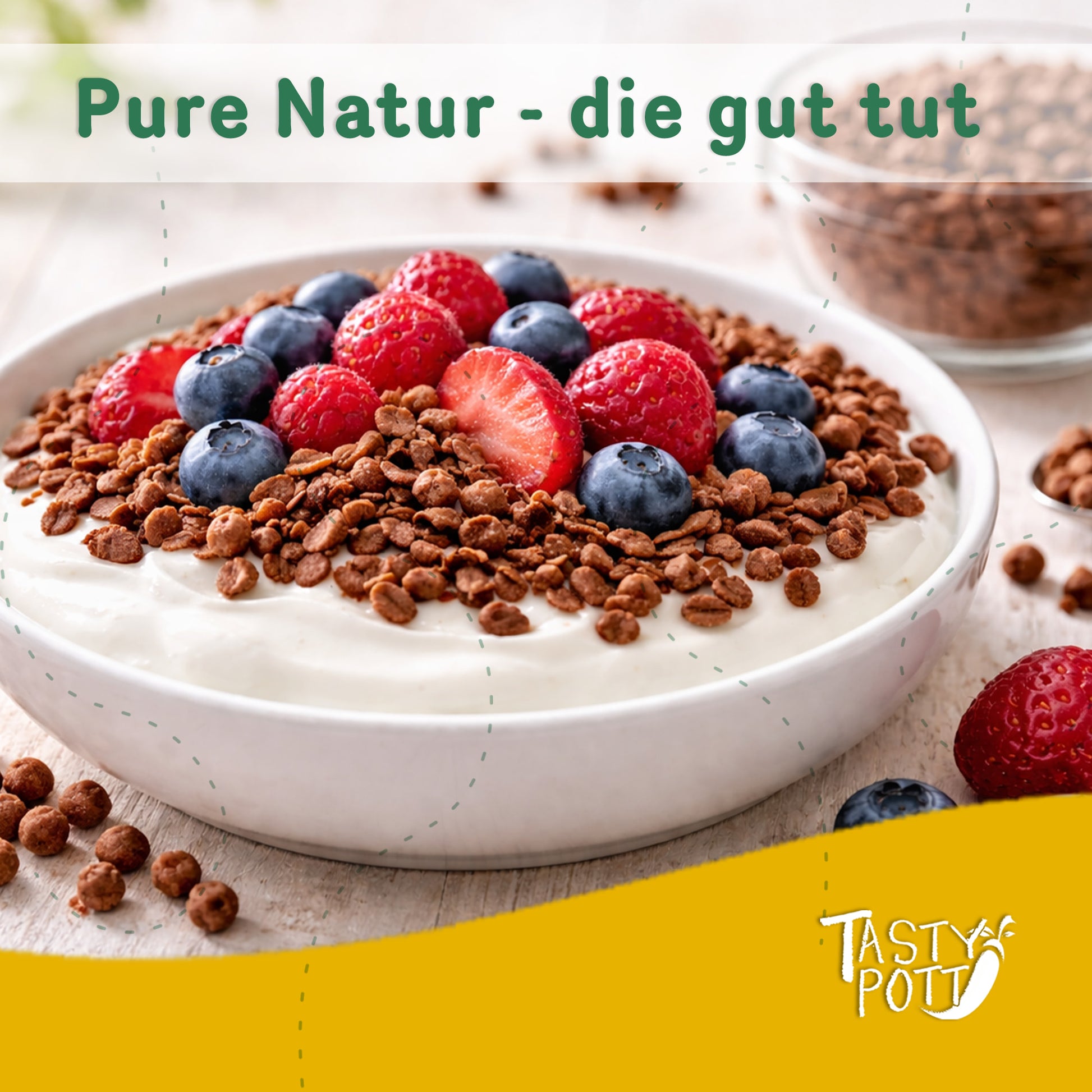 Soja Protein Crispies Kakao, 77% Eiweiß, 1kg, gesunde Snack-Alternative.