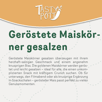 Geröstete, gesalzene Maiskörner von Tasty Pott, 1 kg, knuspriger Snack.