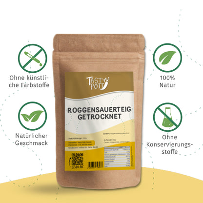 Getrockneter Roggensauerteig von Tasty Pott, 1kg, 100% natürlich.
