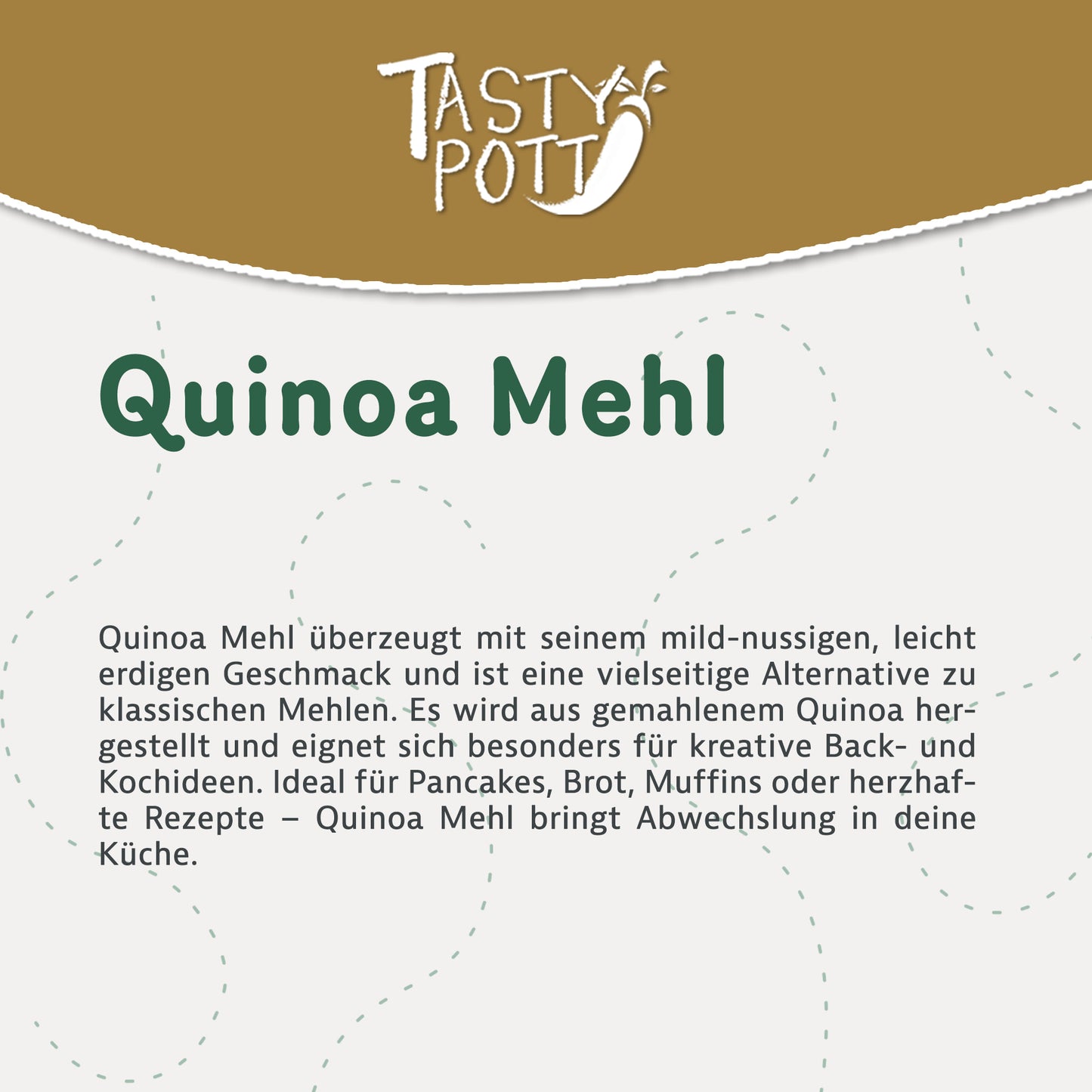 Weißes Quinoa Mehl, glutenfrei, 1kg, von Tasty Pott für kreative Rezepte.