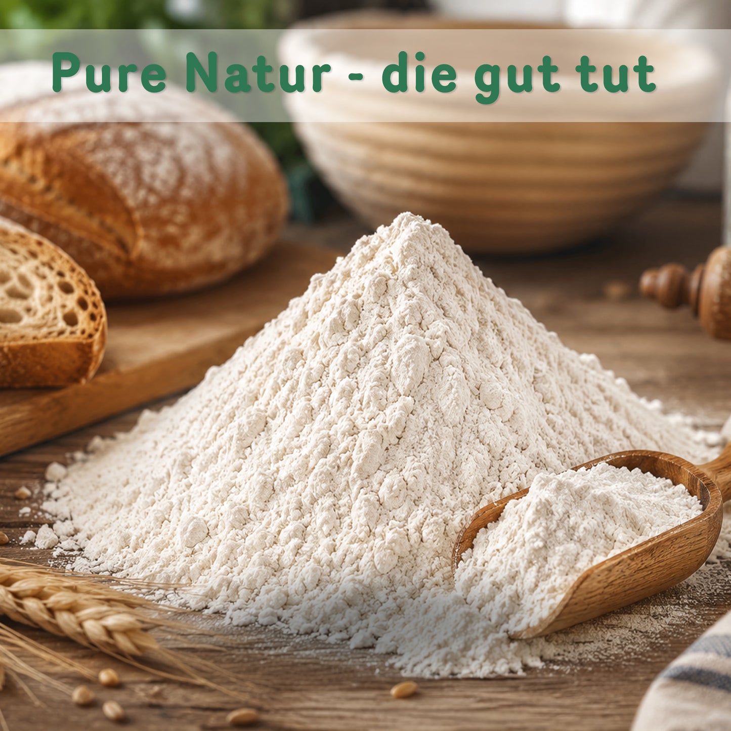 Bio Dinkelmehl Type 630, 1kg Beutel, hochwertig und vielseitig einsetzbar.