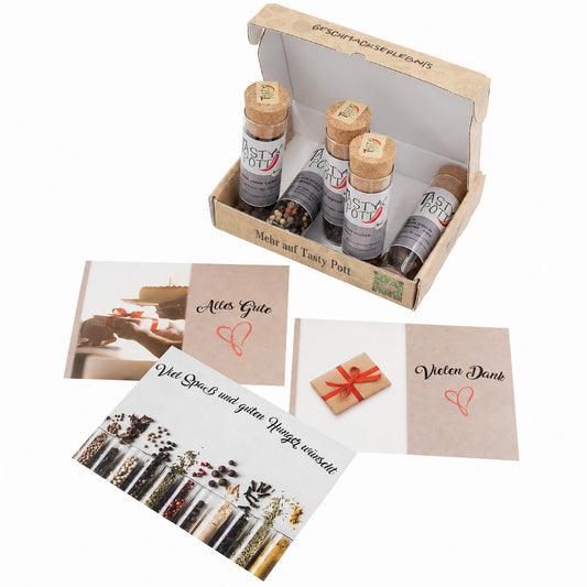 Tasty Pott Dank-Box - "Vielen Dank" - 5 Gewürze wählbar + Karte