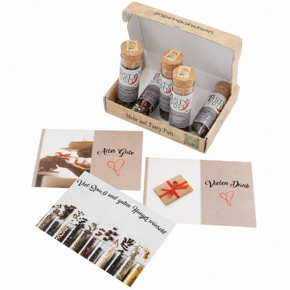 Tasty Pott Dank-Box - "Alles Gute" - 5 Gewürze wählbar + Karte