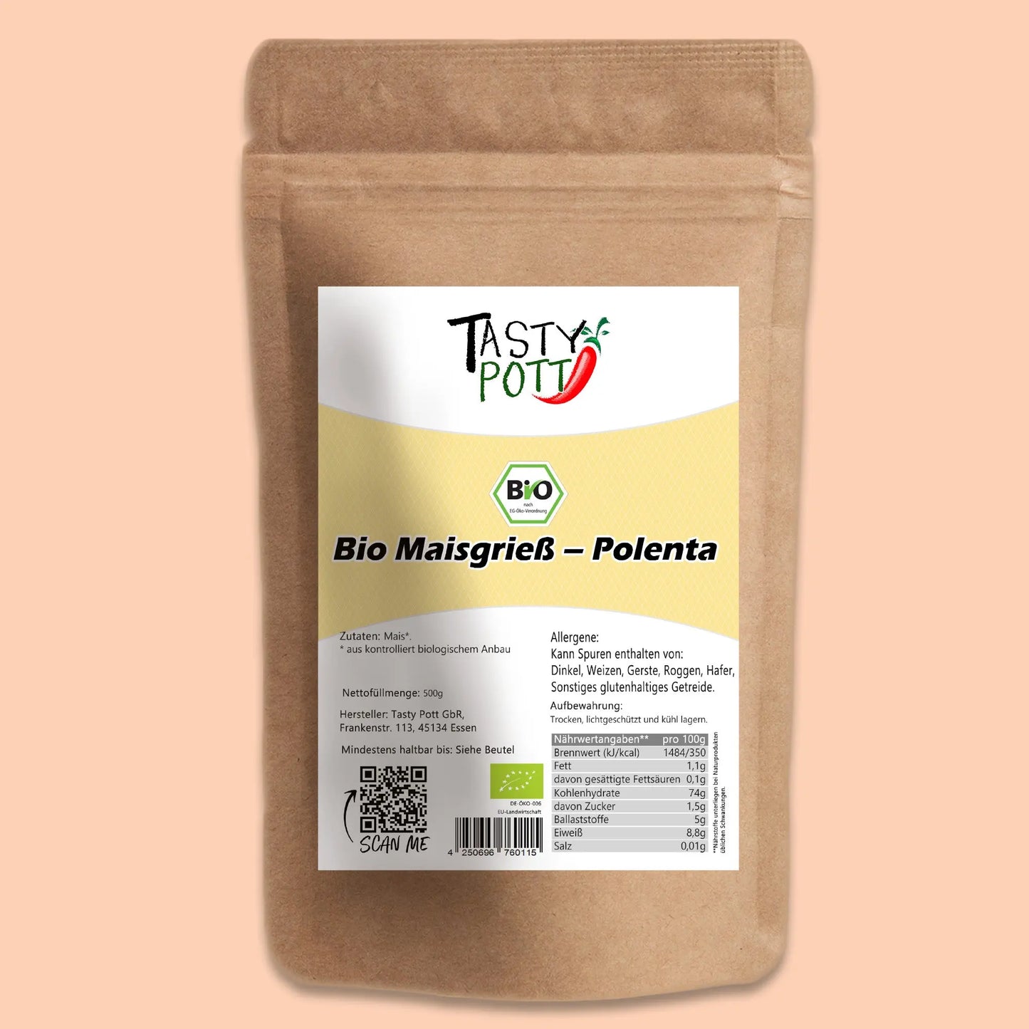 Bio Maisgrieß (Polenta) im Beutel Tasty Pott