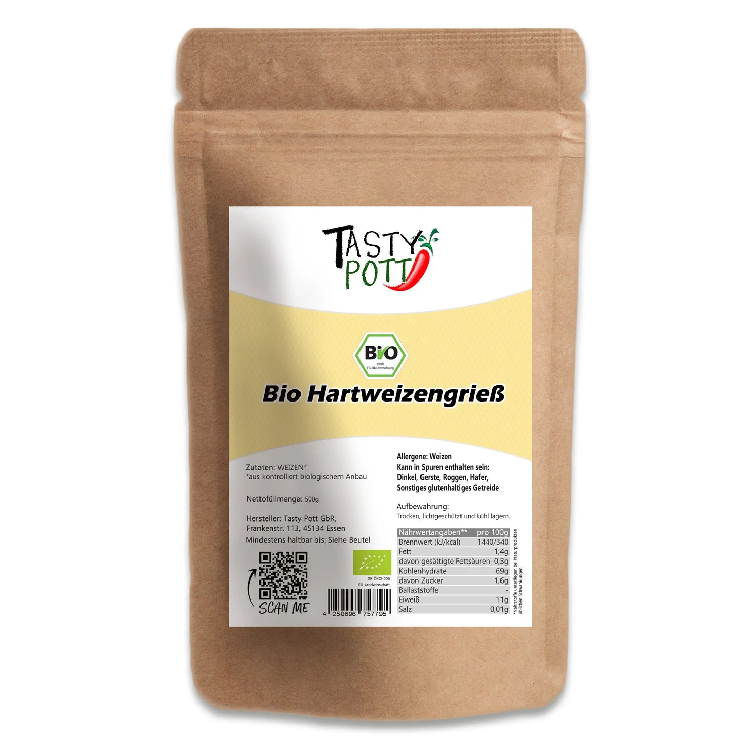 Bio Hartweizengrieß von Tasty Pott - Im Beutel Tasty Pott