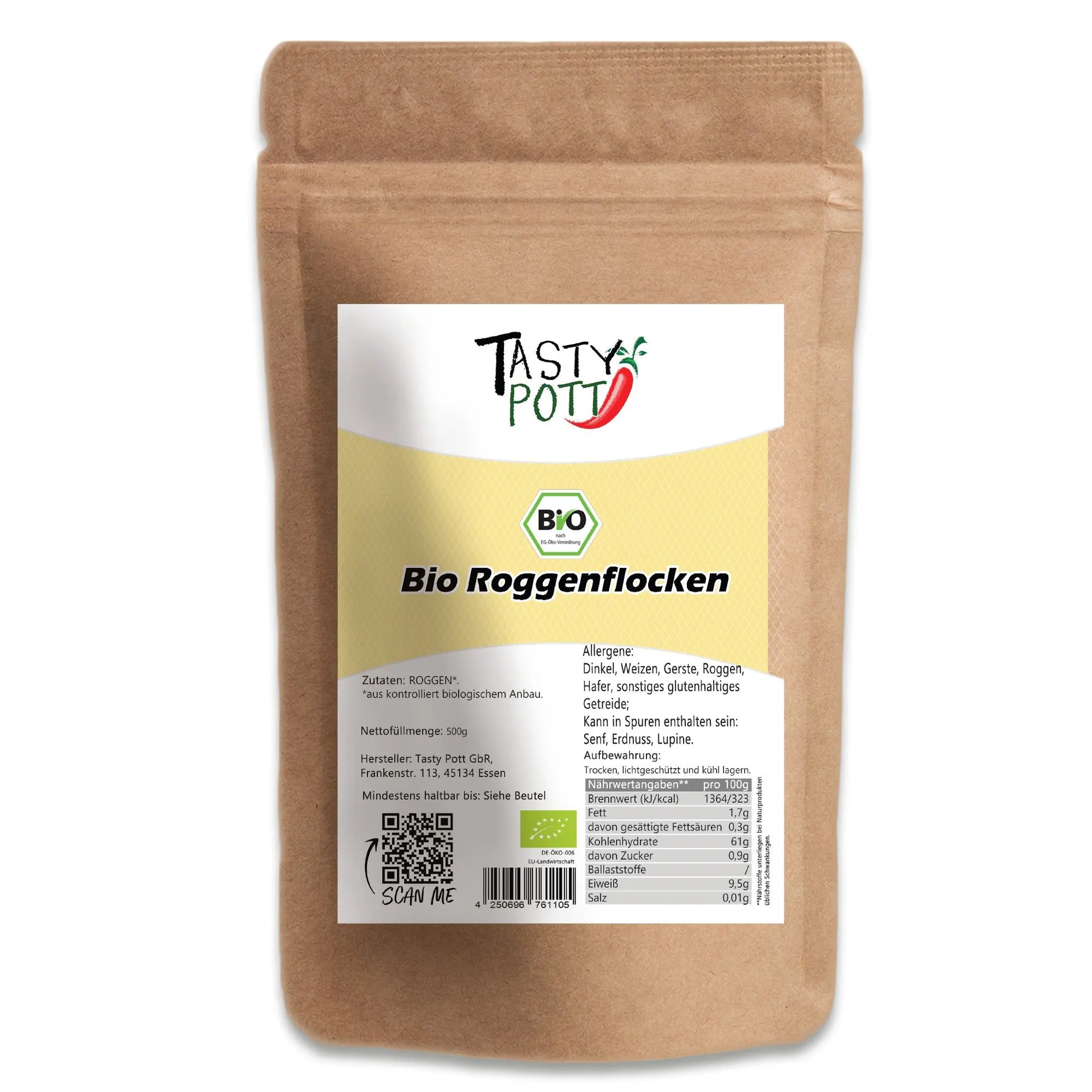 Bio Roggenflocken im Beutel Tasty Pott