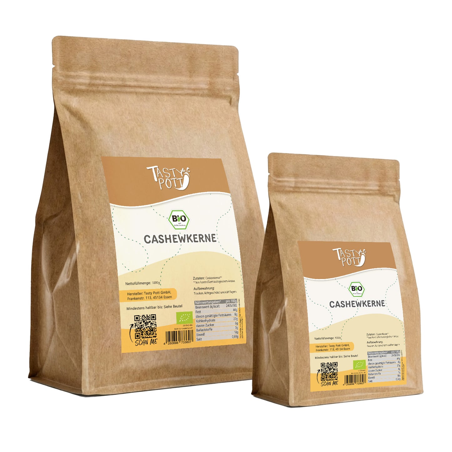 Bio Cashewkerne ganz - im Beutel